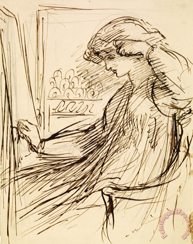 Woman Seated at an Embroidery Frame Or Easel painting - Dante Gabriel Rossetti Woman Seated at an Embroidery Frame Or Easel Art Print