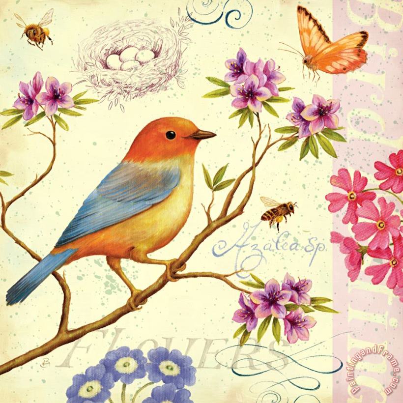 Birds And Bees II painting - Daphne Brissonnet Birds And Bees II Art Print