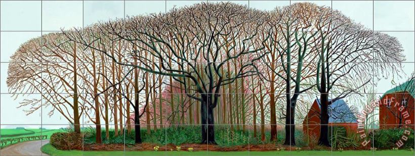 David Hockney plus gros arbres près de warter peinture à lhuile énormes tailles Giclee affiche imprimer sur toile pour la peinture murale 50 140cm