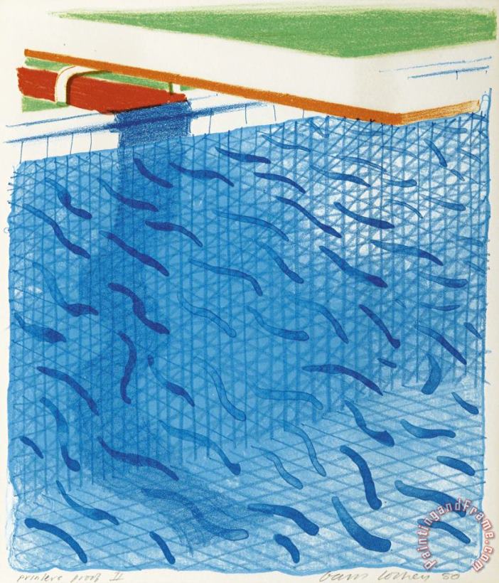 David Hockney Pool Made of Paper And Blue Ink for Book, 1980 Art Print