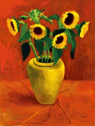 David Hockney Sunflowers in a Yellow Vase, 1996