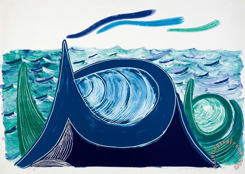 David Hockney The Wave, a Lithograph, 1990 Art Painting