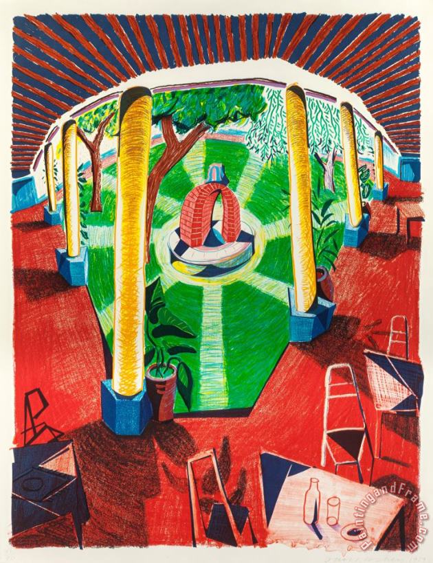 David Hockney View of Hotel Well Iii, 1984 Art Print