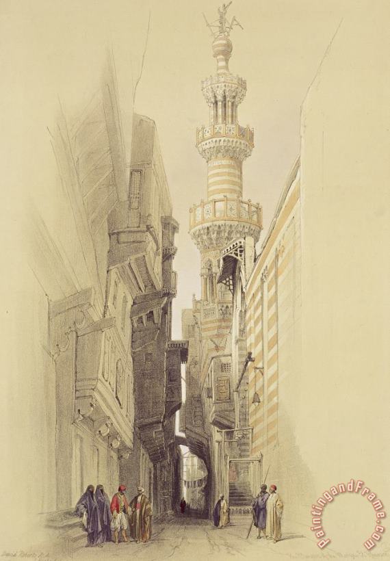 David Roberts The Minaret Of The Mosque Of El Rhamree Art Print