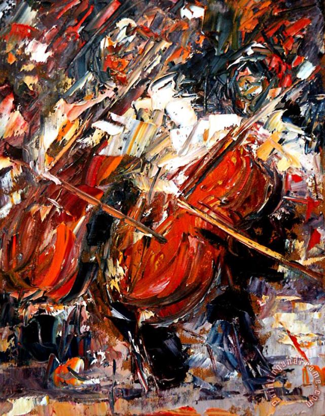 2 Cellos painting - Debra Hurd 2 Cellos Art Print
