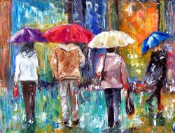 Debra Hurd - Big Red Umbrella painting