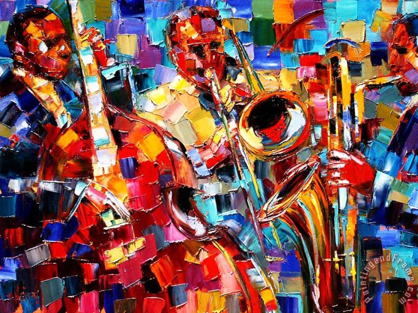 Bold Jazz Trio painting - Debra Hurd Bold Jazz Trio Art Print