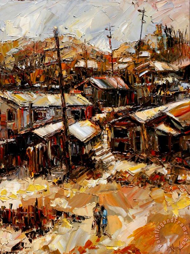 Homes In The Hills Chaves Revine painting - Debra Hurd Homes In The Hills Chaves Revine Art Print