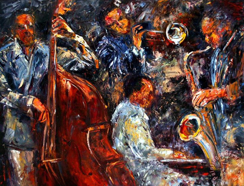 Hot Jazz three painting - Debra Hurd Hot Jazz three Art Print