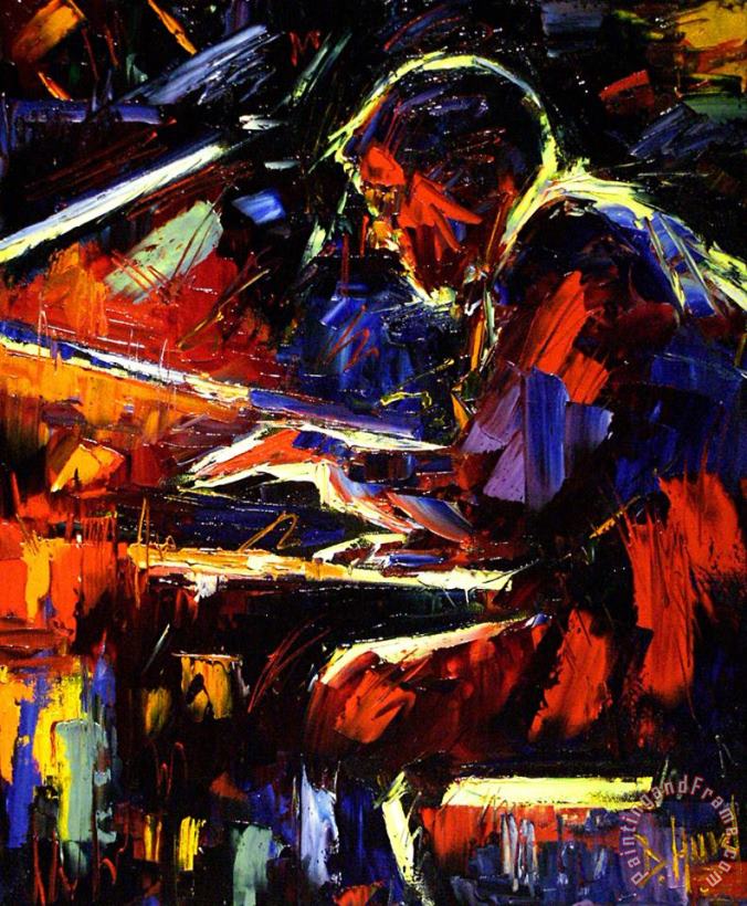 Piano Man painting - Debra Hurd Piano Man Art Print