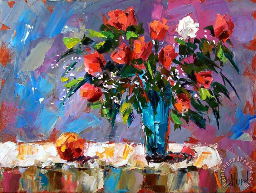 Debra Hurd Roses And A Peach Art Painting