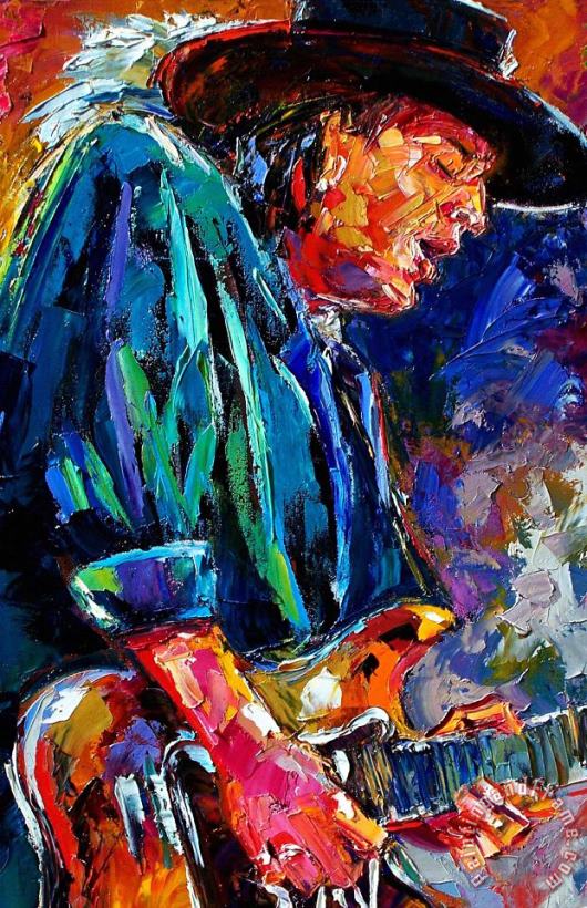 Stevie Ray Vaughan painting - Debra Hurd Stevie Ray Vaughan Art Print