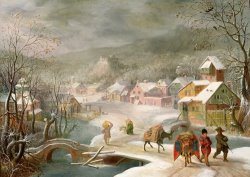 Denys van Alsloot A Winter Landscape with Travellers on a Path
