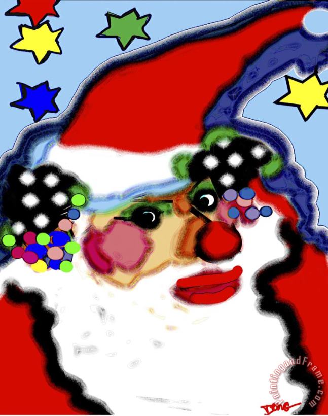 Clowning Santa painting - Diana Ong Clowning Santa Art Print
