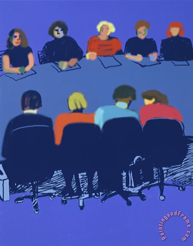 Conference in Color painting - Diana Ong Conference in Color Art Print