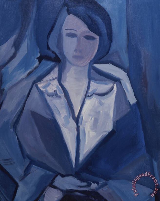 Portrait in Blue painting - Diana Ong Portrait in Blue Art Print
