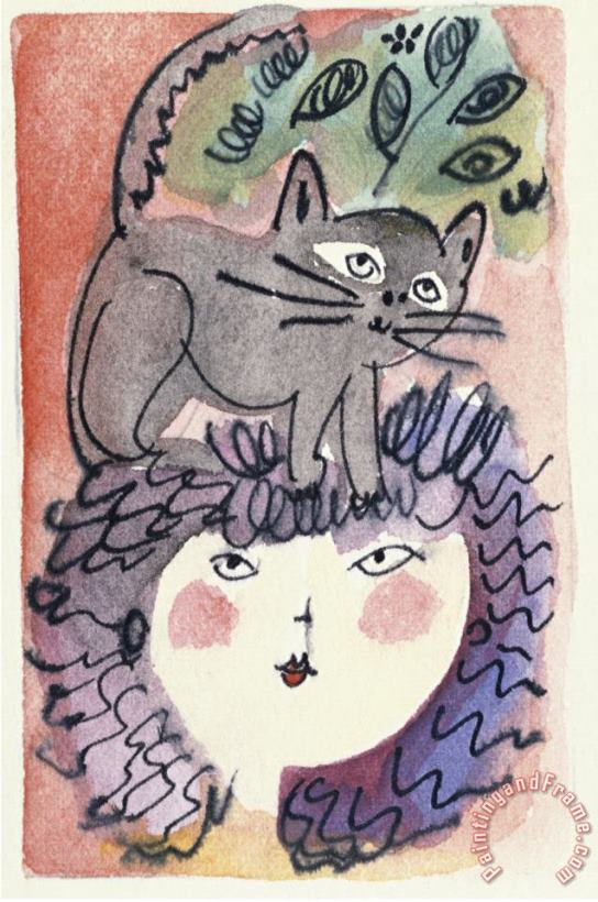 Diana Ong Woman And The Cat Art Print