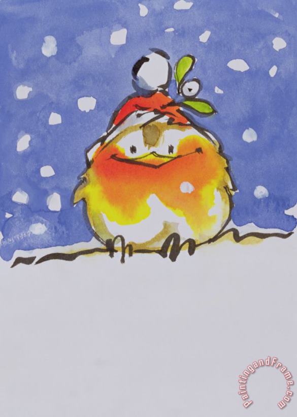 Diane Matthes Christmas Robin Art Print