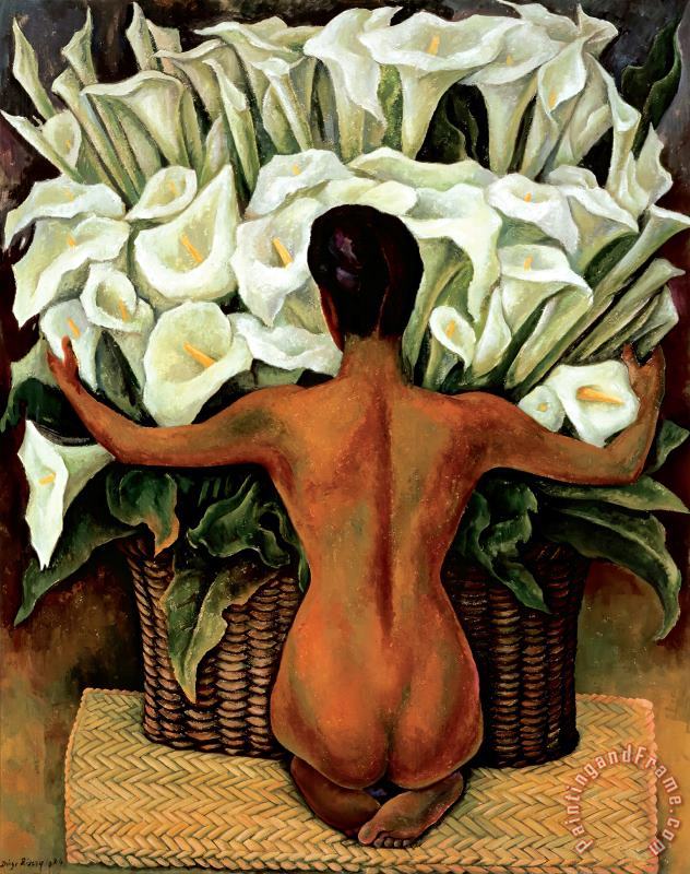 Nude with Calla Lilies 1944 painting - Diego Rivera Nude with Calla Lilies 1944 Art Print