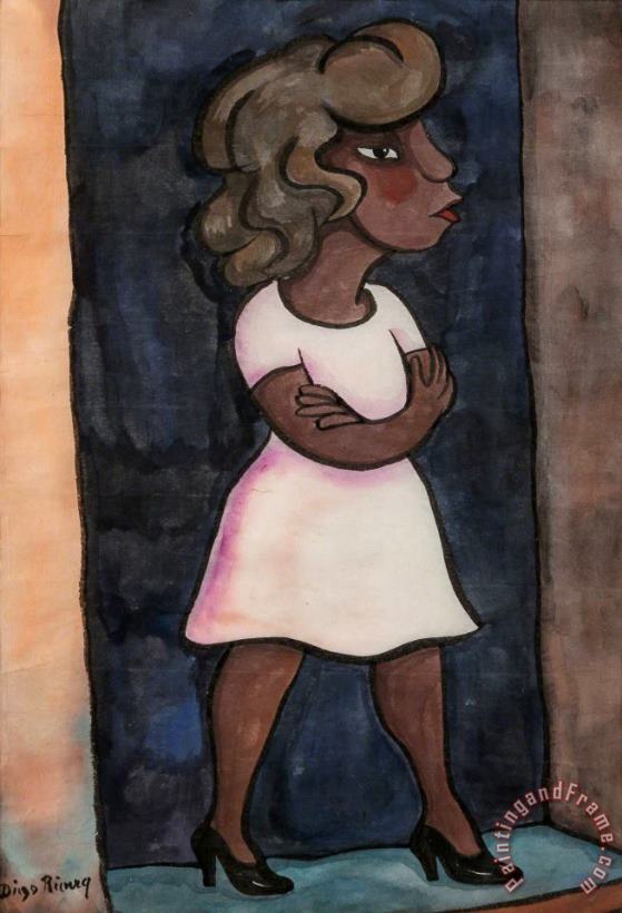 Standing Woman in Doorway painting - Diego Rivera Standing Woman in Doorway Art Print