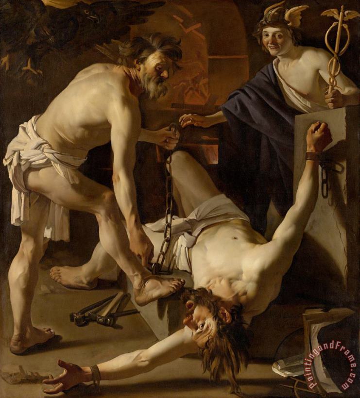 Prometheus Being Chained by Vulcan painting - Dirck van Baburen Prometheus Being Chained by Vulcan Art Print