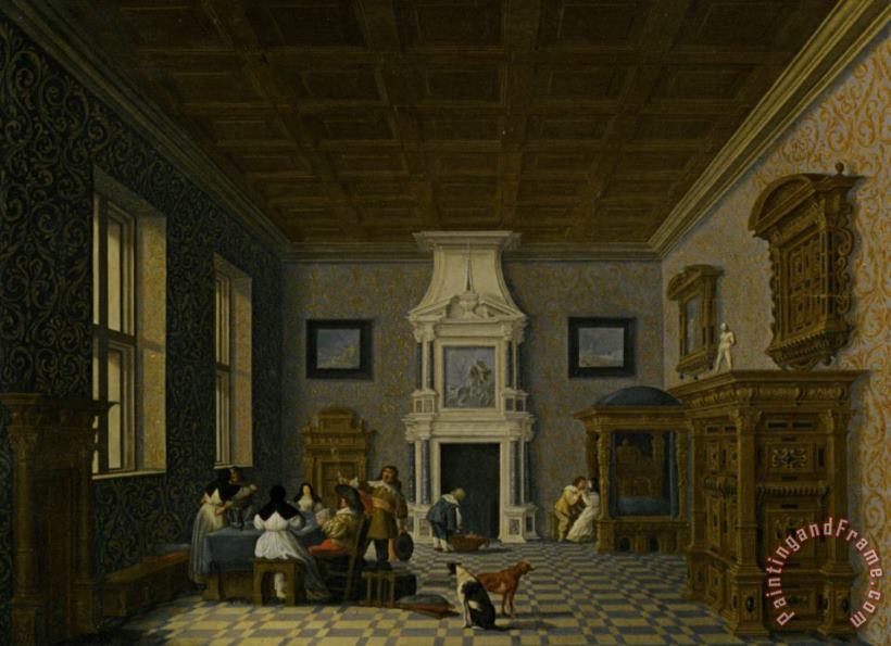 Dirck Van Delen A Palace Interior with Cavaliers Cavorting with Nuns Art Painting