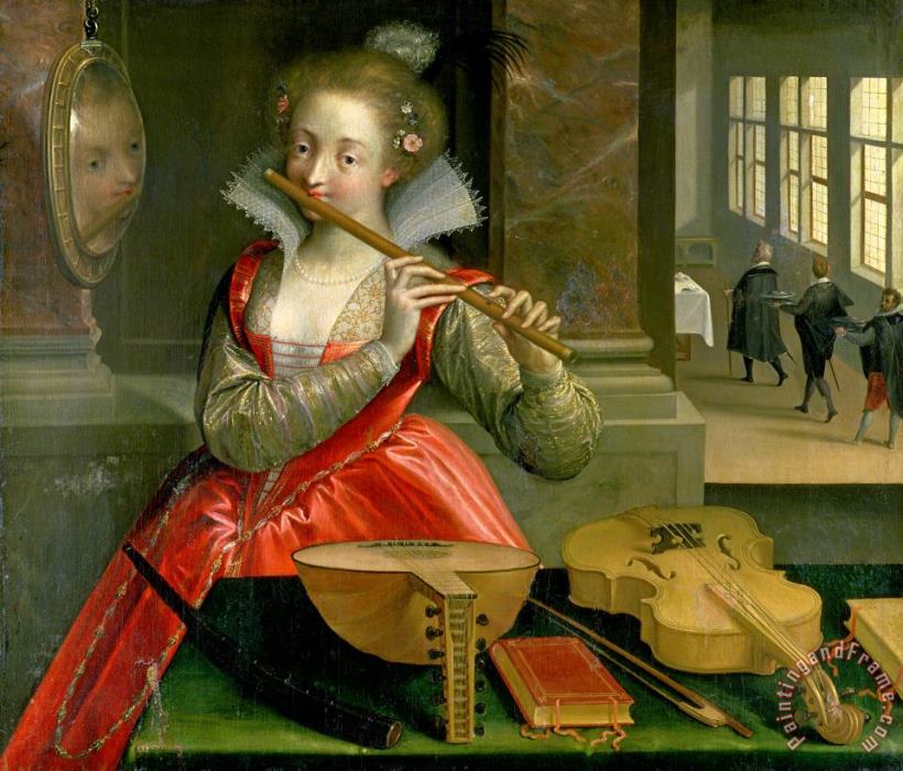 Dirk de Quade van Ravesteyn Allegory of Music (the Fluteplayer) Art Painting