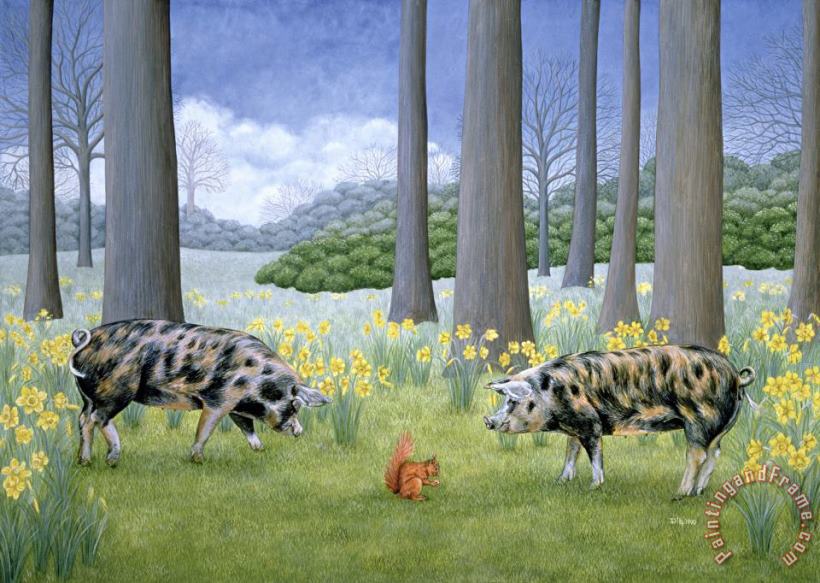 Piggy In The Middle painting - Ditz Piggy In The Middle Art Print