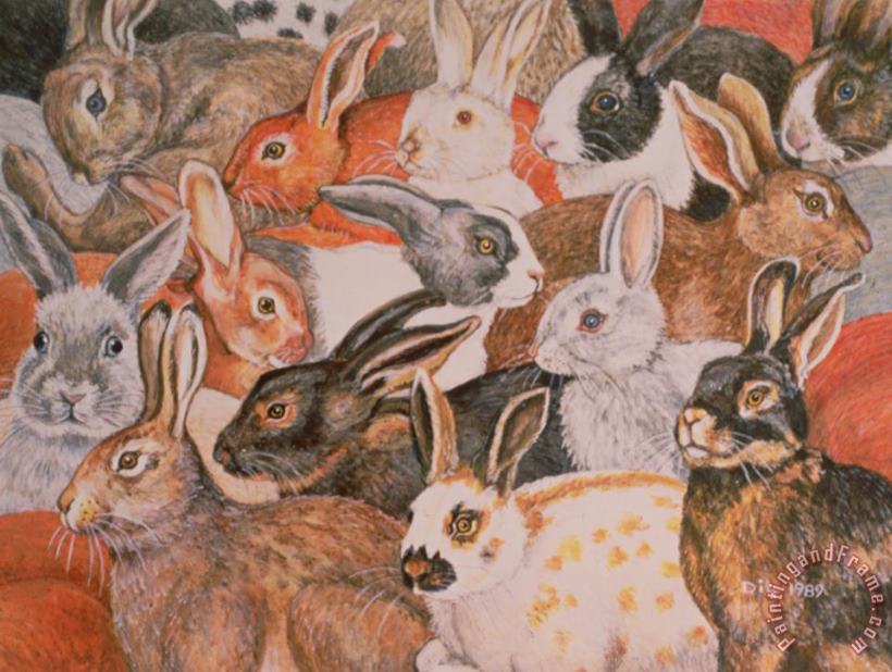 Rabbit Spread painting - Ditz Rabbit Spread Art Print