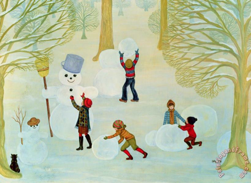 Snowmen painting - Ditz Snowmen Art Print