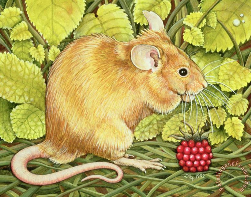 The Raspberry Mouse painting - Ditz The Raspberry Mouse Art Print