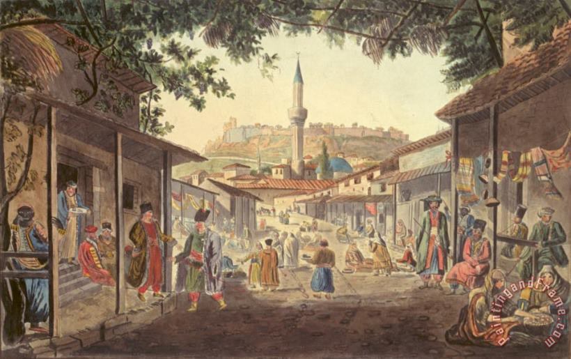 The Bazaar at Athens painting - Dodwell Edward The Bazaar at Athens Art Print