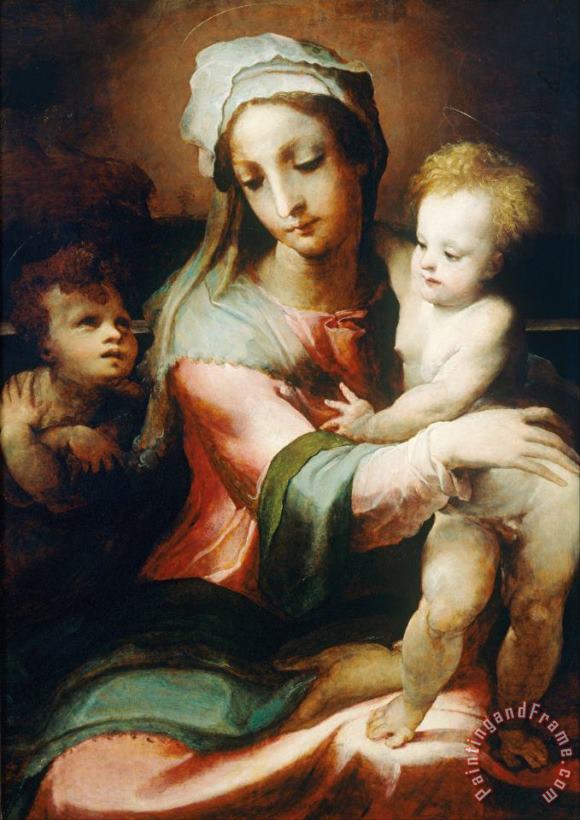 Domenico Beccafumi Madonna And Child with Infant John The Baptist Art Painting