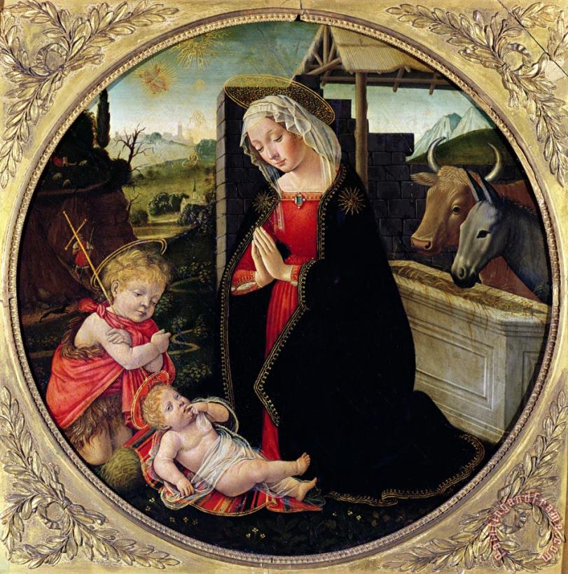 Domenico Ghirlandaio Madonna And Child with St. John The Baptist Art Print