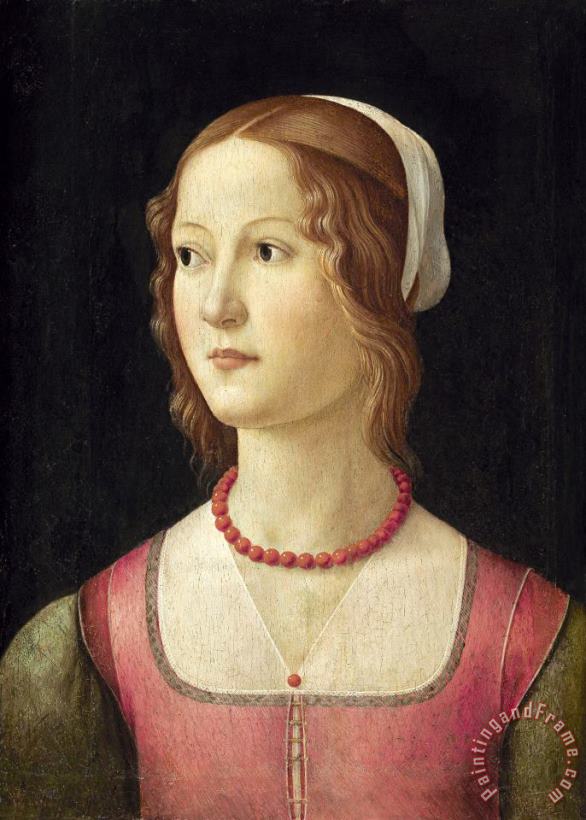Portrait of a Young Woman painting - Domenico Ghirlandaio Portrait of a Young Woman Art Print