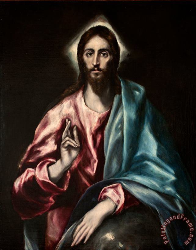 Christ As Saviour painting - Domenikos Theotokopoulos, El Greco Christ As Saviour Art Print