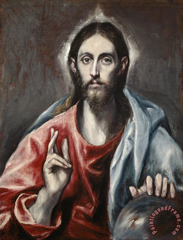 Domenikos Theotokopoulos, El Greco Christ Blessing ('the Saviour of The World') Art Painting