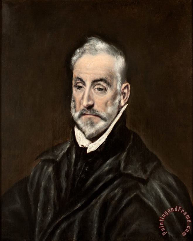 Portrait of Antonio De Covarrubias painting - Domenikos Theotokopoulos, El Greco Portrait of Antonio De Covarrubias Art Print