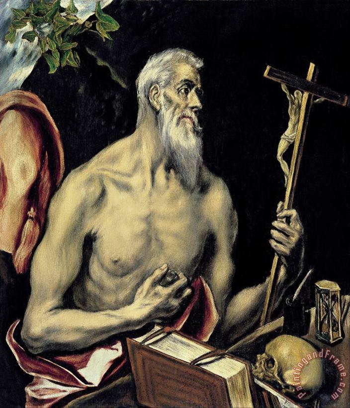 San Jeronimo painting - Domenikos Theotokopoulos, El Greco San Jeronimo Art Print