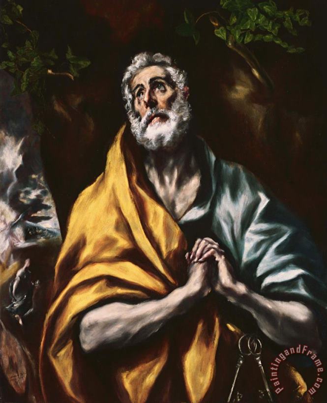 Domenikos Theotokopoulos, El Greco The Repentant St. Peter Art Painting