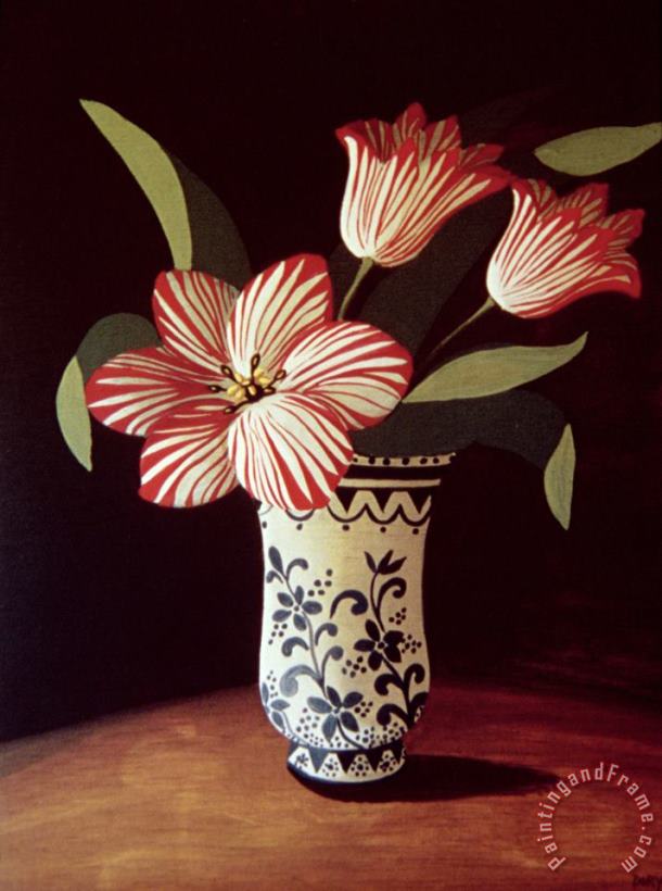 Dory Coffee Striped Tulip Art Print