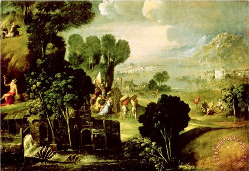 Landscape with Saints 1520 30 painting - Dosso Dossi Landscape with Saints 1520 30 Art Print