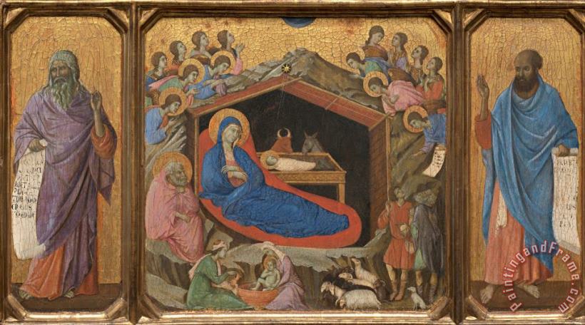 Duccio The Nativity with The Prophets Isaiah And Ezekiel Art Print