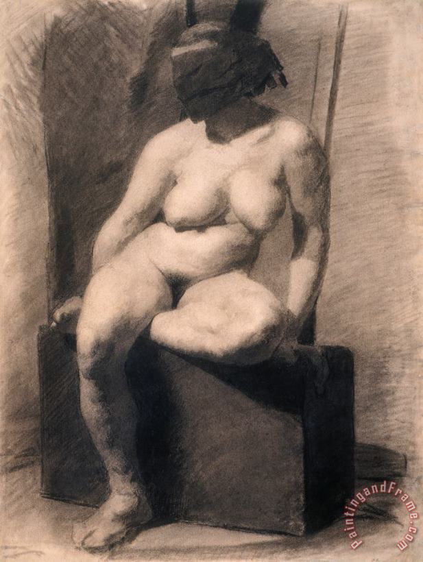 Eadweard J. Muybridge Study of a Seated Nude Woman Wearing a Mask Art Painting