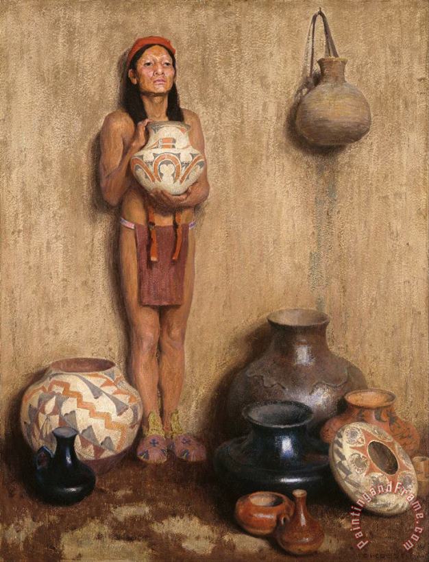 Eanger Irving Couse Pottery Vendor Art Painting
