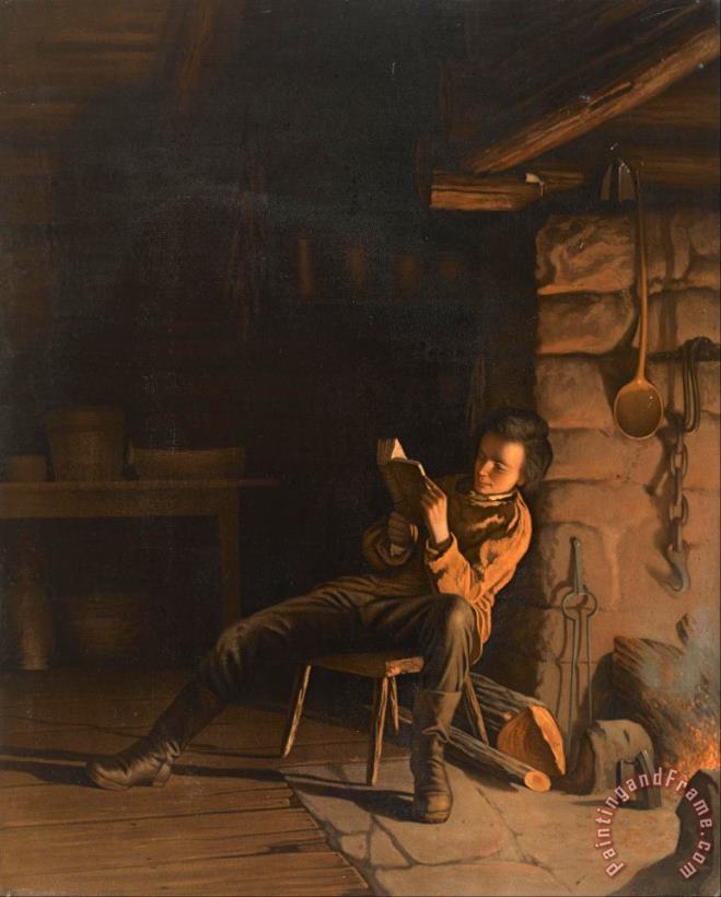 Eastman Johnson The Boyhood of Lincoln. (an Evening in The Log Hut.) Art Print