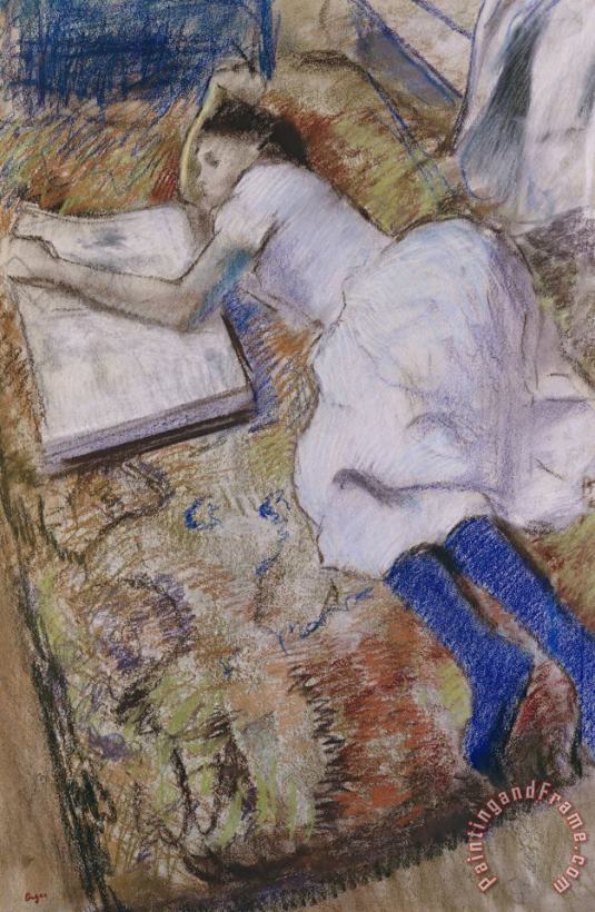 A Young Girl Stretched Out And Looking at an Album painting - Edgar Degas A Young Girl Stretched Out And Looking at an Album Art Print