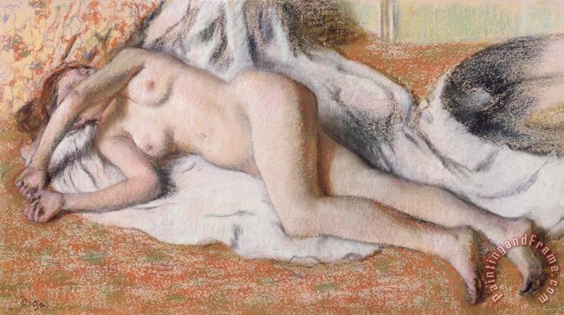 Edgar Degas After the Bath or Reclining Nude Art Painting