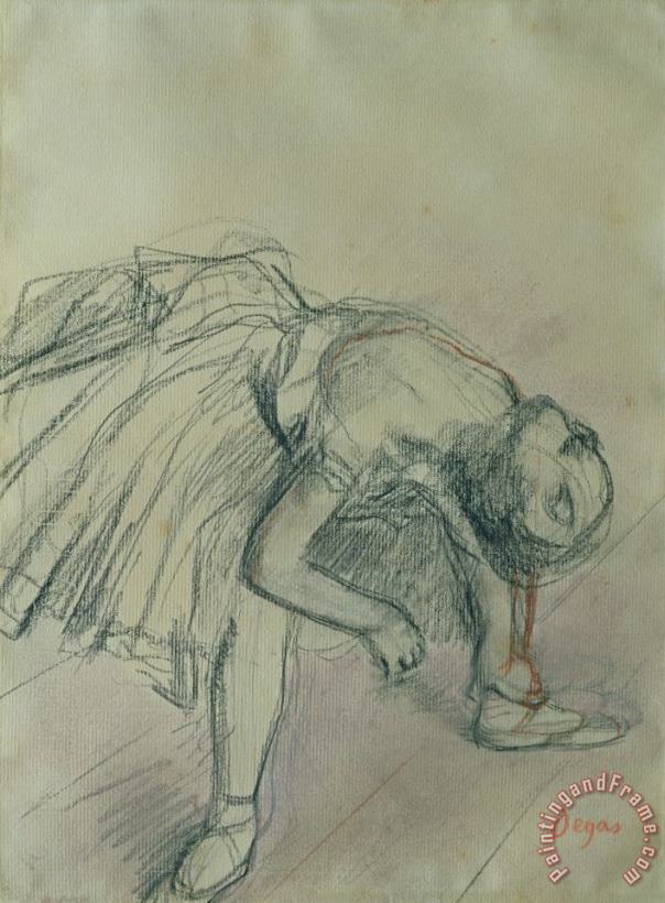 Dancer Fixing Her Slipper painting - Edgar Degas Dancer Fixing Her Slipper Art Print