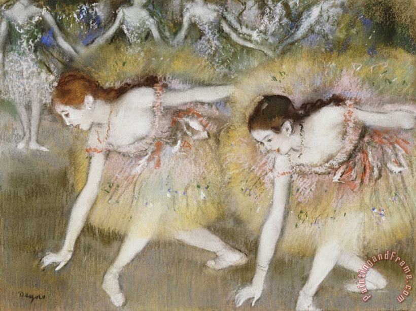 Dancers Bending Down painting - Edgar Degas Dancers Bending Down Art Print